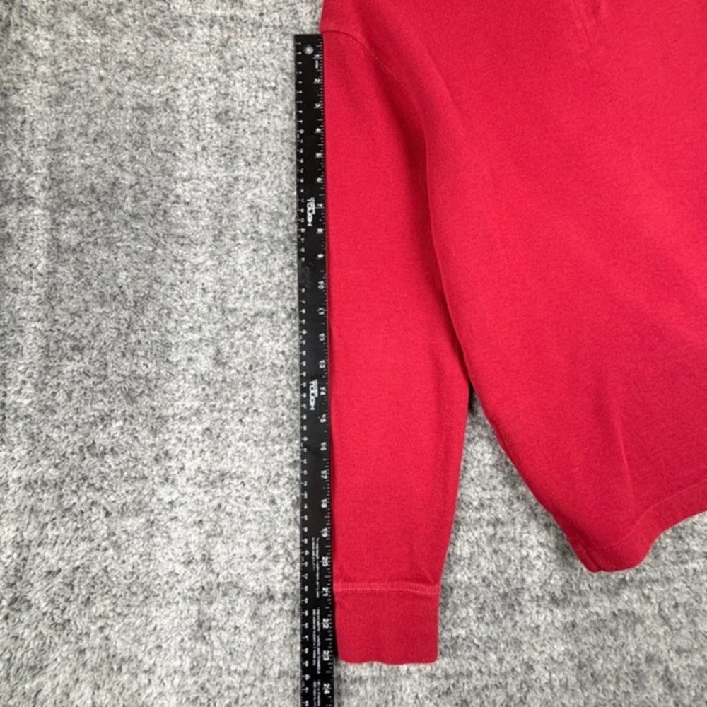 Polo Ralph Lauren Men's Size M Red Estate Rib Pony‎ Cotton 1/4 Pullover Sweater